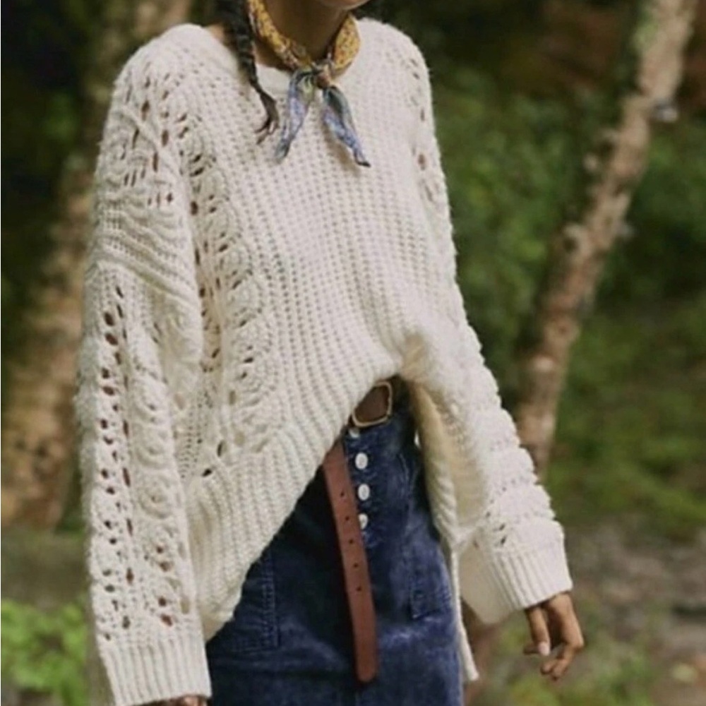 Anthropologie Pilcro Devenne Pointelle Knit Sweater | Size Medium